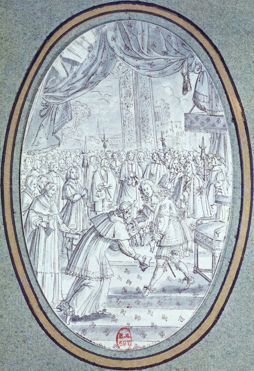 A recepção do cardeal Flavio Chigi (1631-93) por Louis XIV (1638-1715) 29 de julho de 1664 de French School