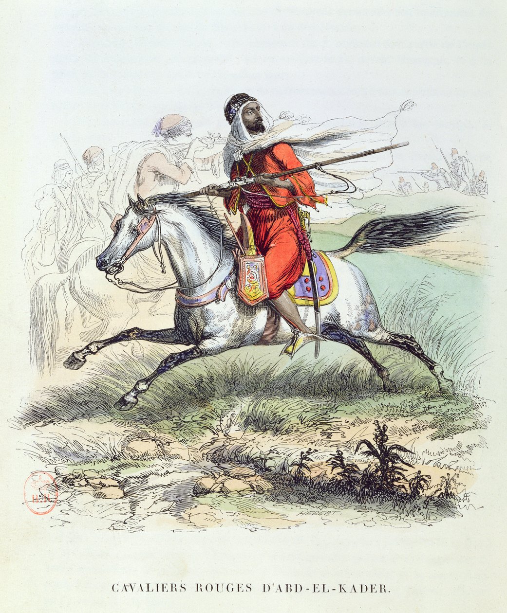 A Cavalaria Vermelha de Abd El-Kader, c.1840-45 de French School