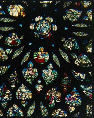 O Apocalipse de São João, detalhe do rosáceo (vitral) de French School