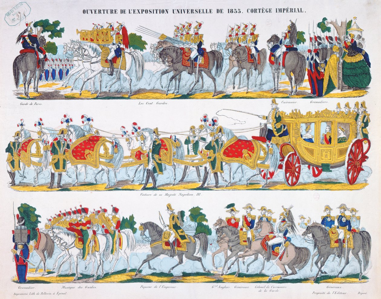 O Cortege Real na Inauguração da Exposição Universal em 1855 de French School