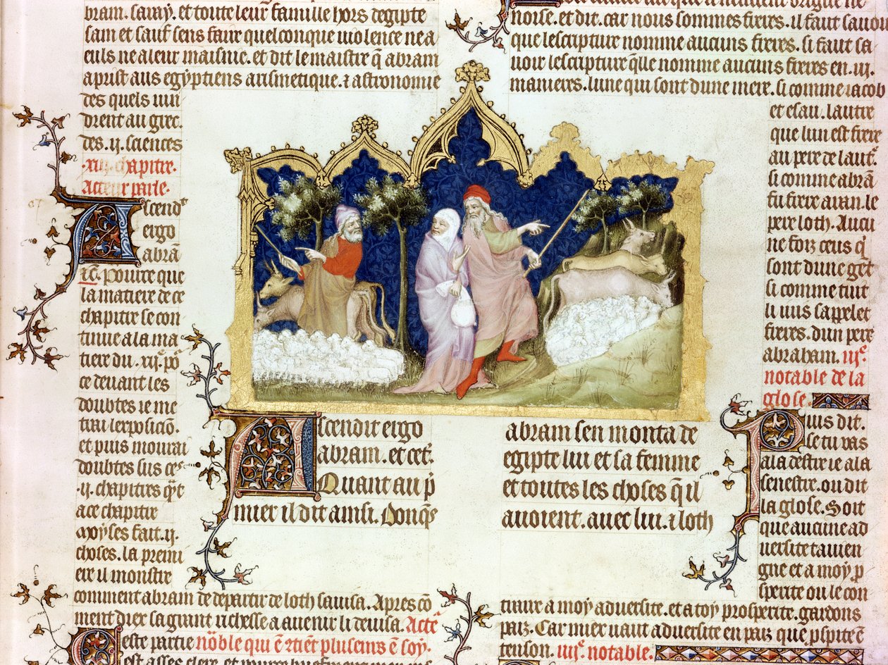 A Separação de Abraão e Ló, da Bíblia de Jean de Sy, c.1355 de French School