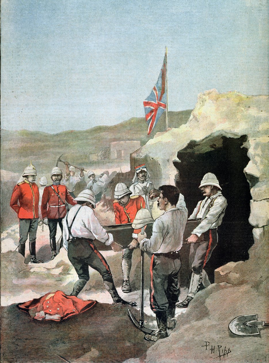O Sirdar Kitchener (1850-1916) jogando as cinzas Mahdis ao vento no Sudão, ilustrado por PH.Ripp, setembro de 1898 de French School