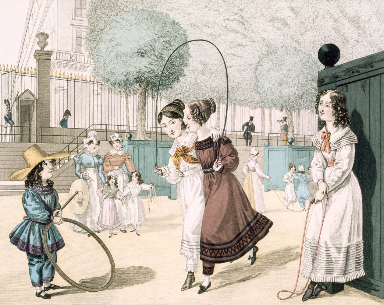 The Skipping Game, prato 115 de Le Bon Genre, 1822 de French School