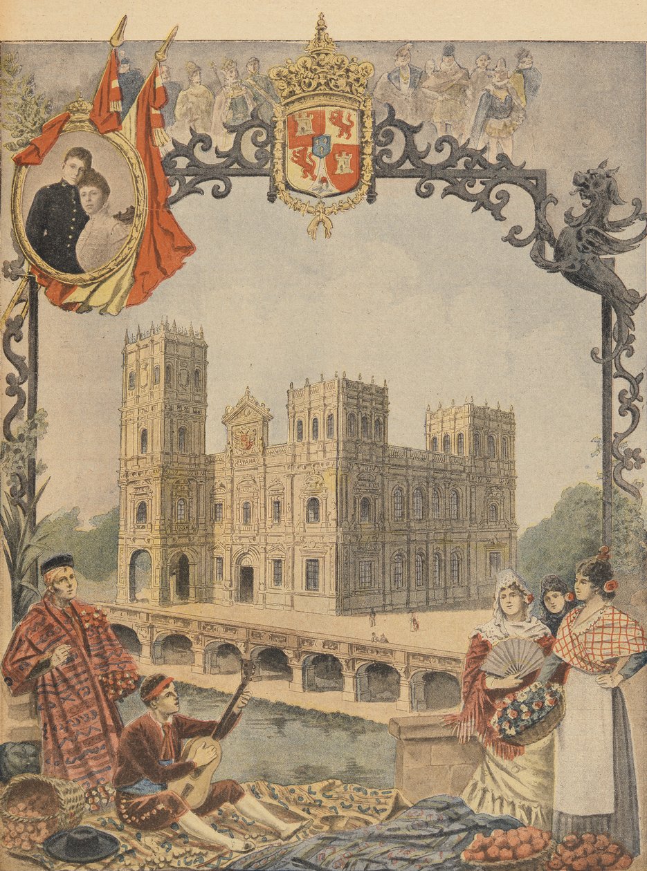 O Pavilhão Espanhol na Exposição Universal de 1900, Paris, ilustração do Le Petit Journal, 4 de março de 1900 de French School