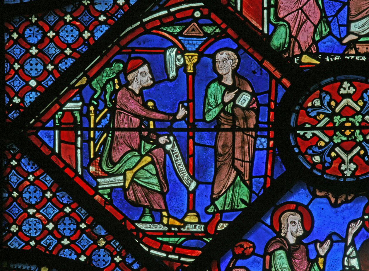 A Janela de St James: O Mago Almoniges (Hermoniges) envia seu discípulo Filetus para St James (w5) de French School
