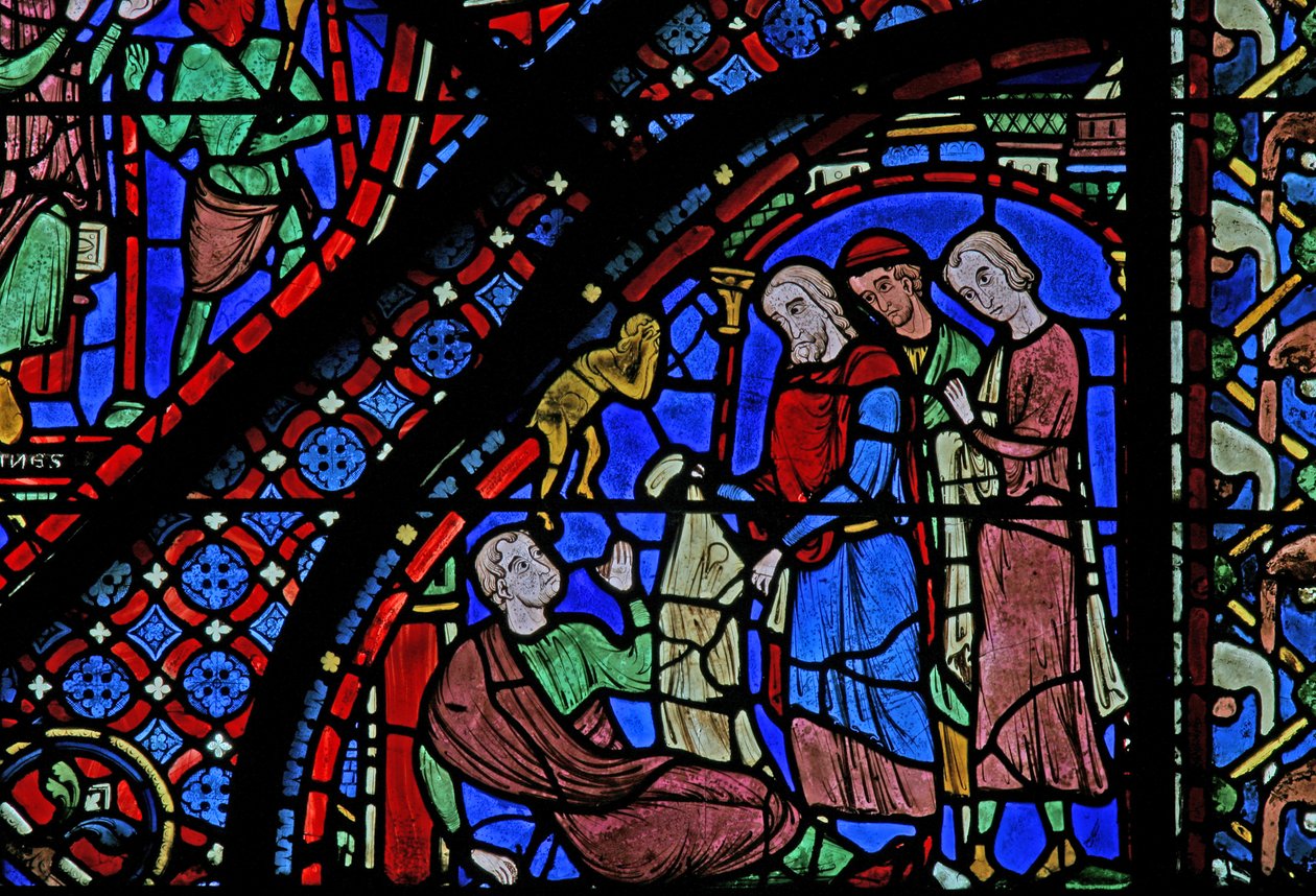 The St James Window: o demônio se afasta graças ao manto de St James (w5) de French School