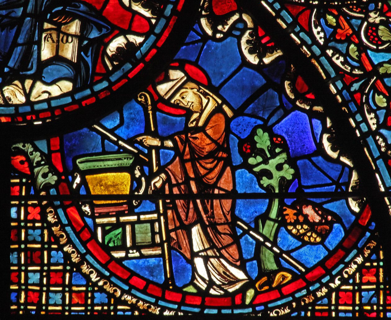 A janela St Lubin: abençoa um pouco de água (w45) de French School