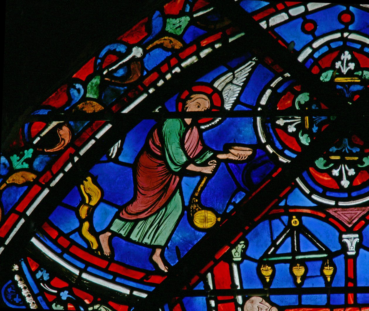 A janela do St Thomas: os anjos atendem ao túmulo de St Thomas (w23) de French School