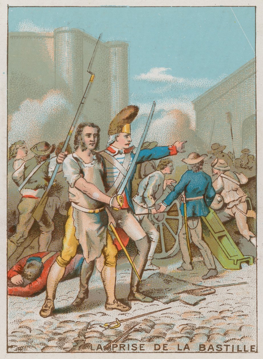 A Tomada da Bastilha (cromolitografia) de French School