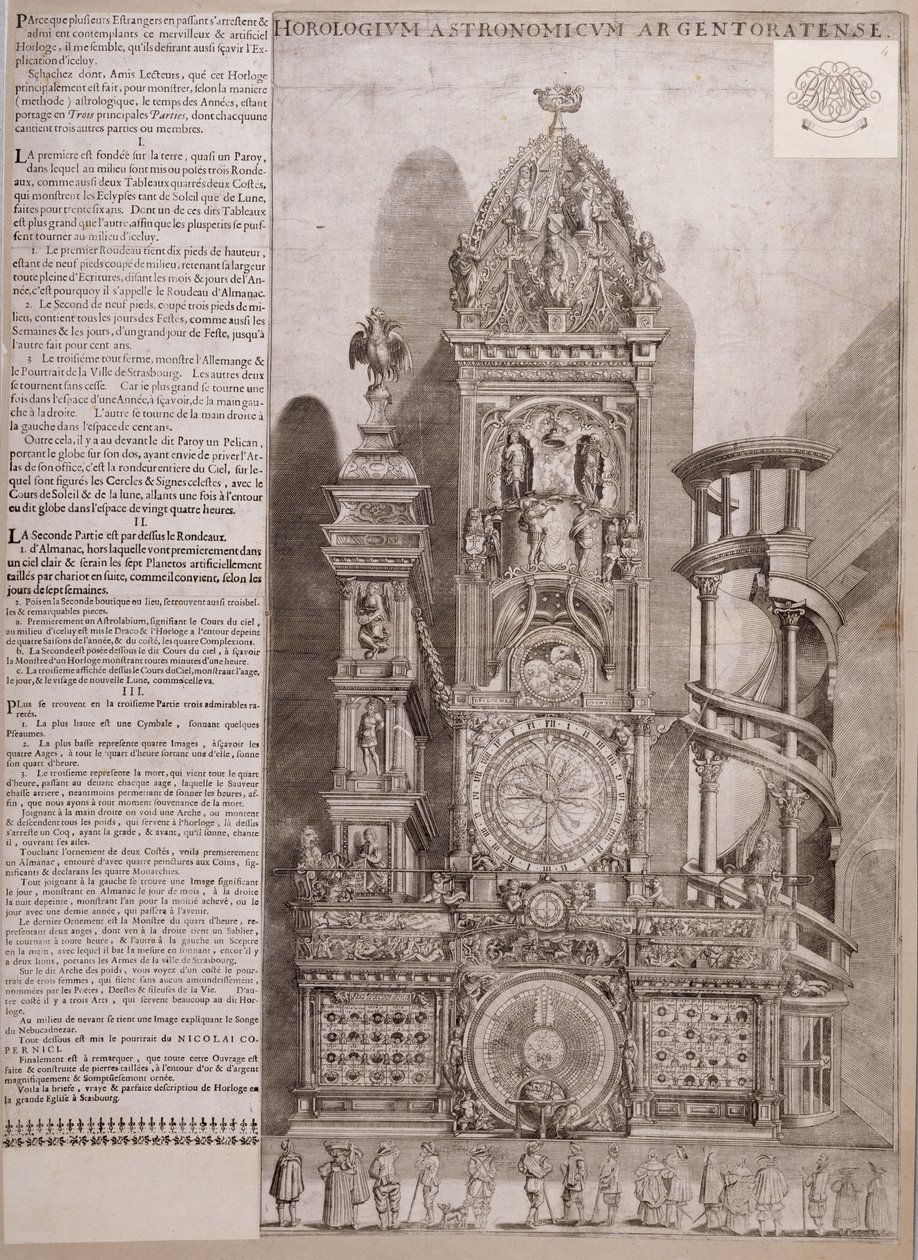 O relógio da Catedral de Estrasburgo (gravura em papel) de French School