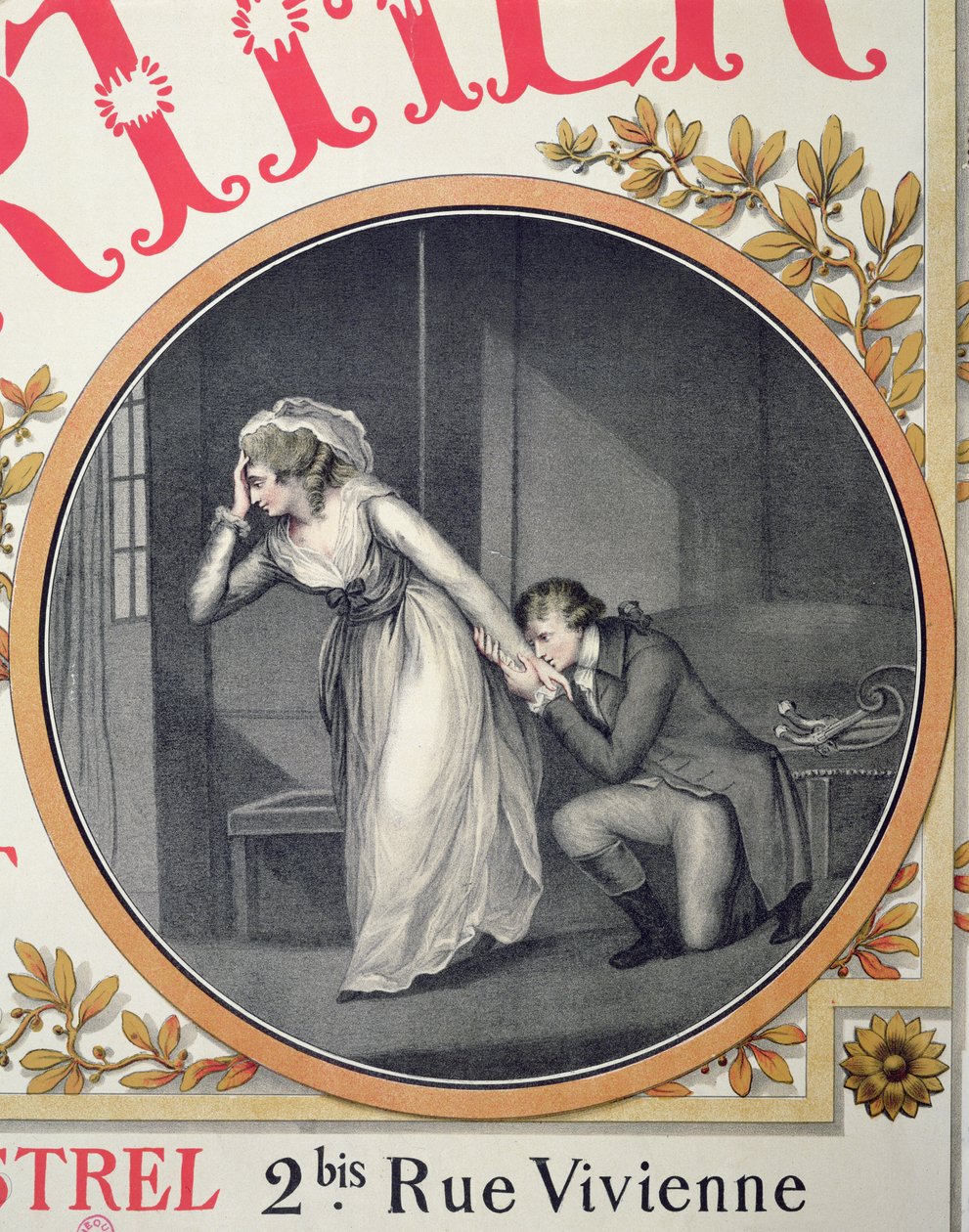 "O Sofrimento do jovem Werther", detalhe de um cartaz anunciando a ópera "Werther" de Jules Massenet de French School