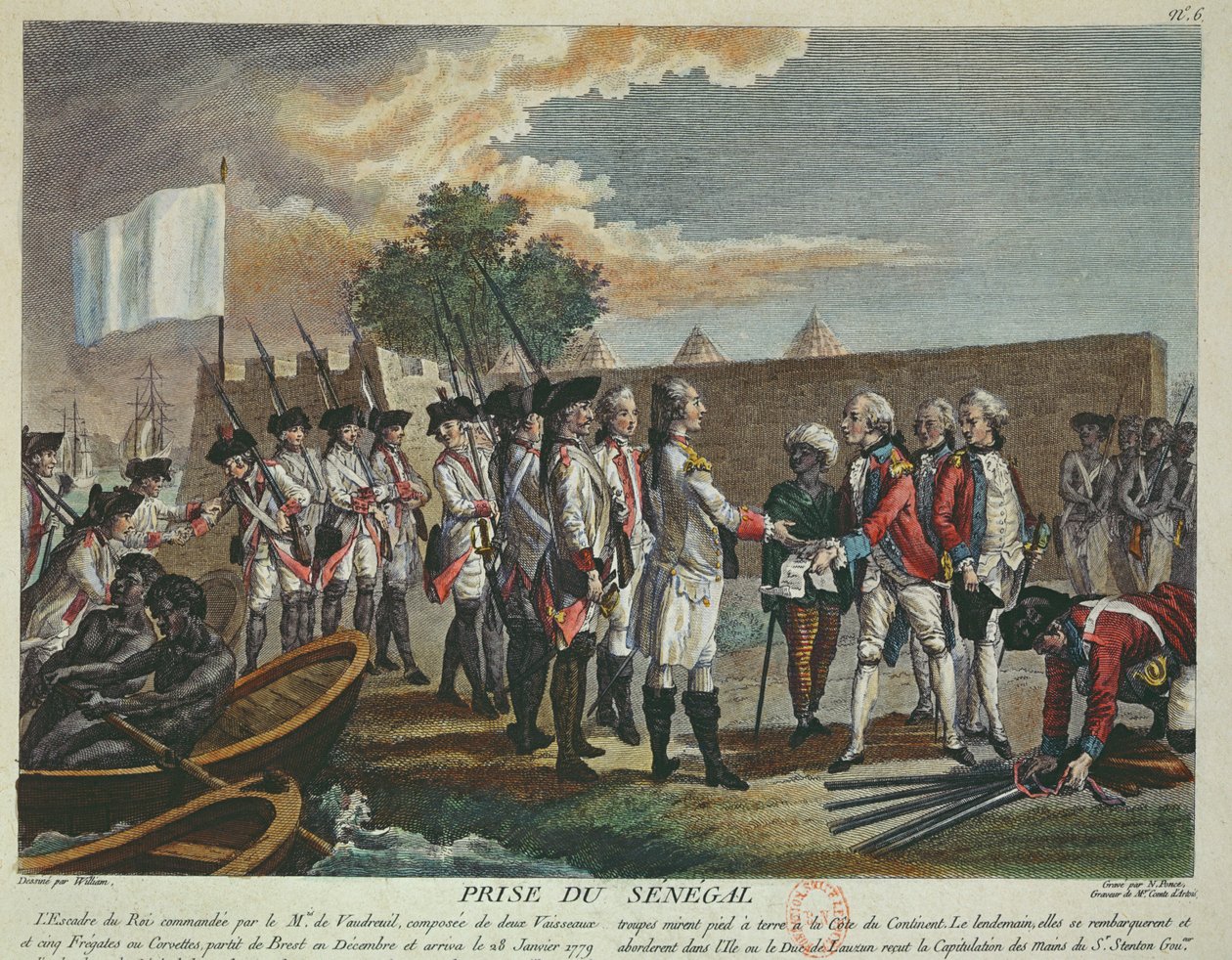 A tomada do Senegal pelos franceses em 1779 durante a guerra da independência americana, 1779 de French School