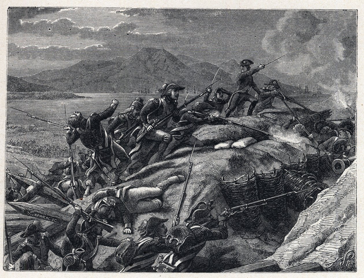 O terror durante a Revolução Francesa: o cerco de Toulon de Setembro a Dezembro de 1793 pelas tropas do Capitão Napoleão Bonaparte contra a cidade aliada às forças inglesas. de French School