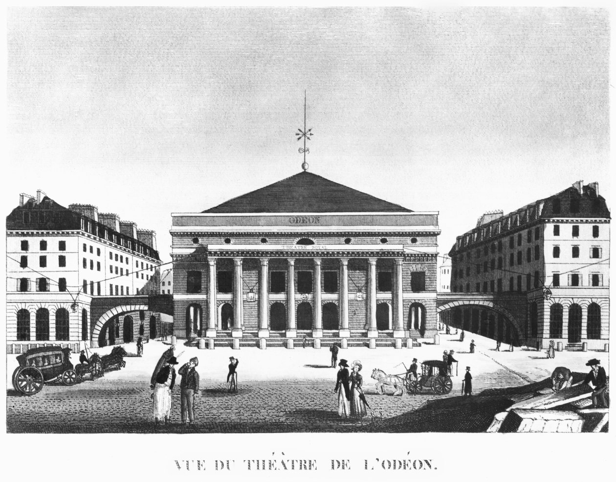 O Teatro de l&39;Odeon, c.1830 (gravura) (foto bw) de French School