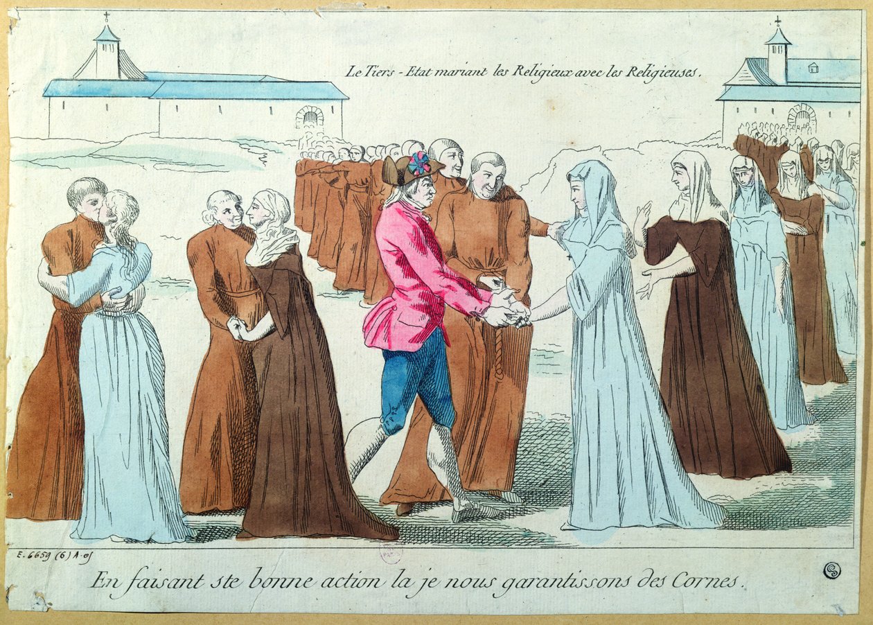 A terceira propriedade casando monges com freiras, c.1792 de French School