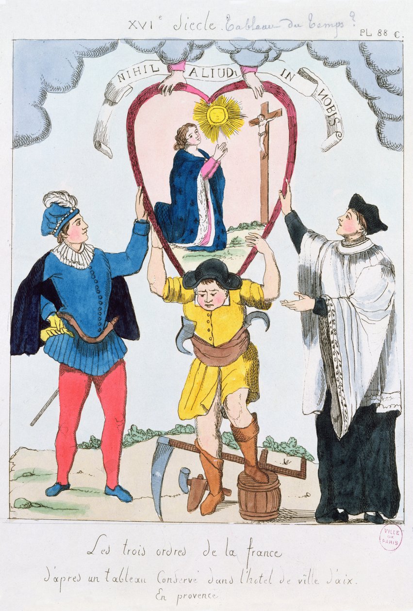 As três ordens da França, 1789 (gravura a cores) de French School