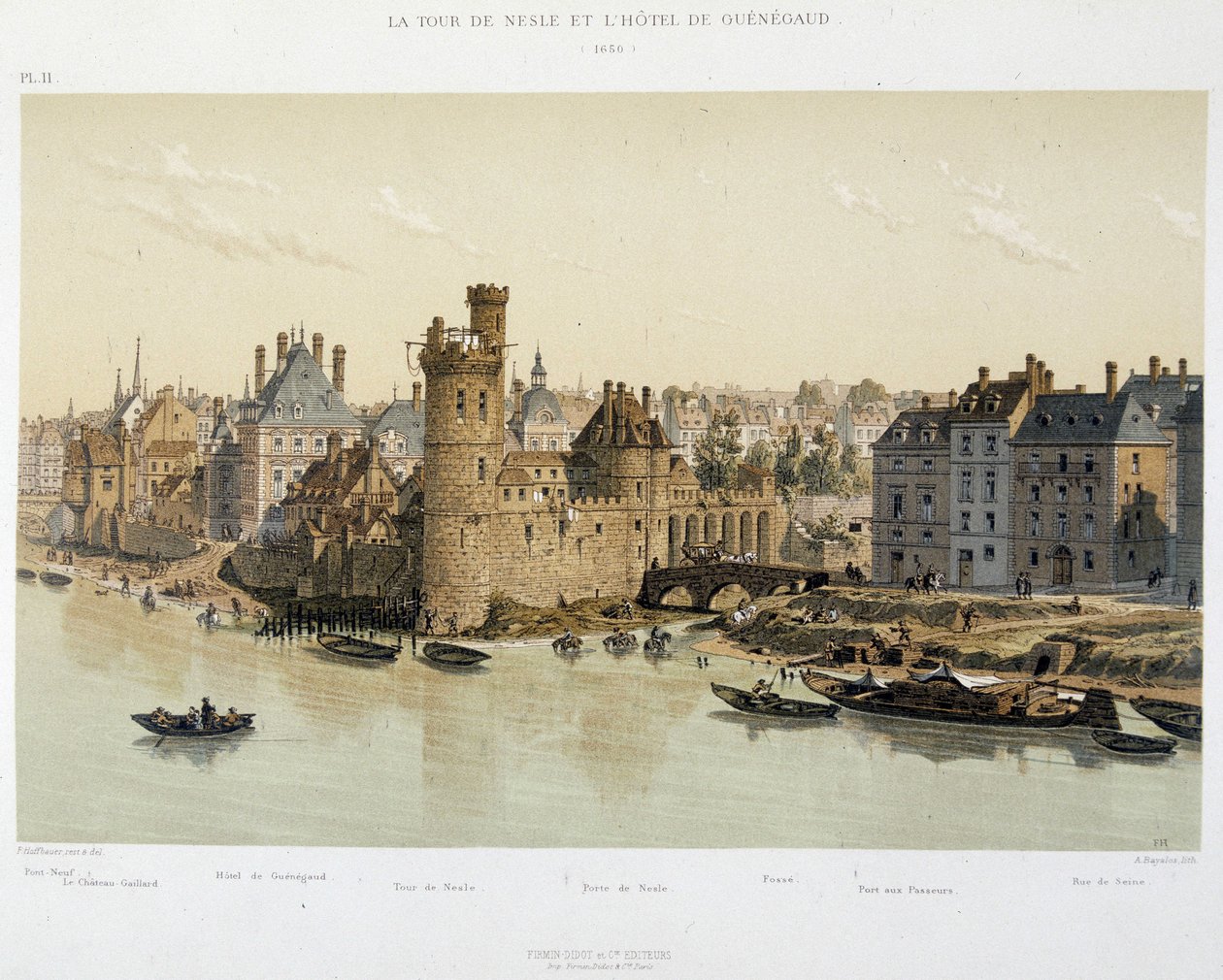 A Torre de Nesles e o Hotel de Guenegaud em 1650 - em "Paris a travessa les idades", no final do século XIX de French School