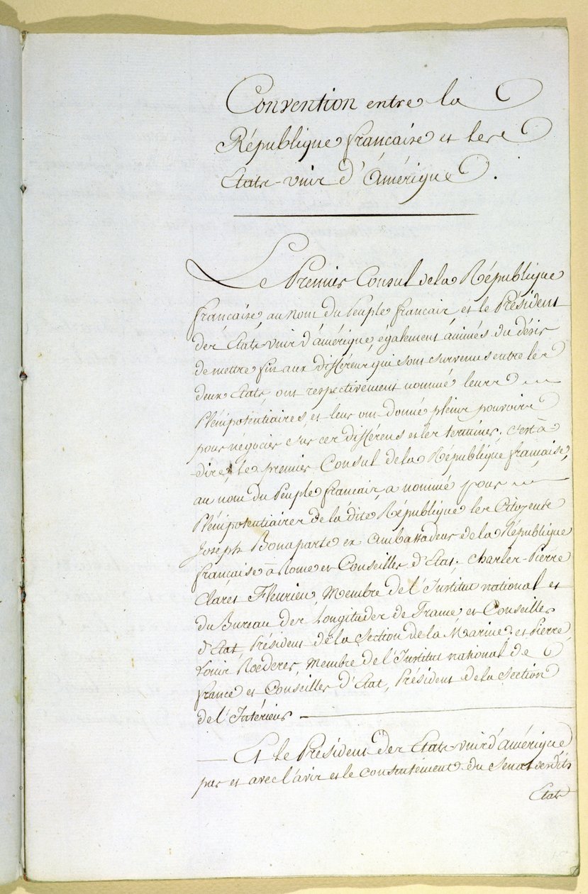 O Tratado de Mortefontaine, 30 de setembro de 1800 de French School