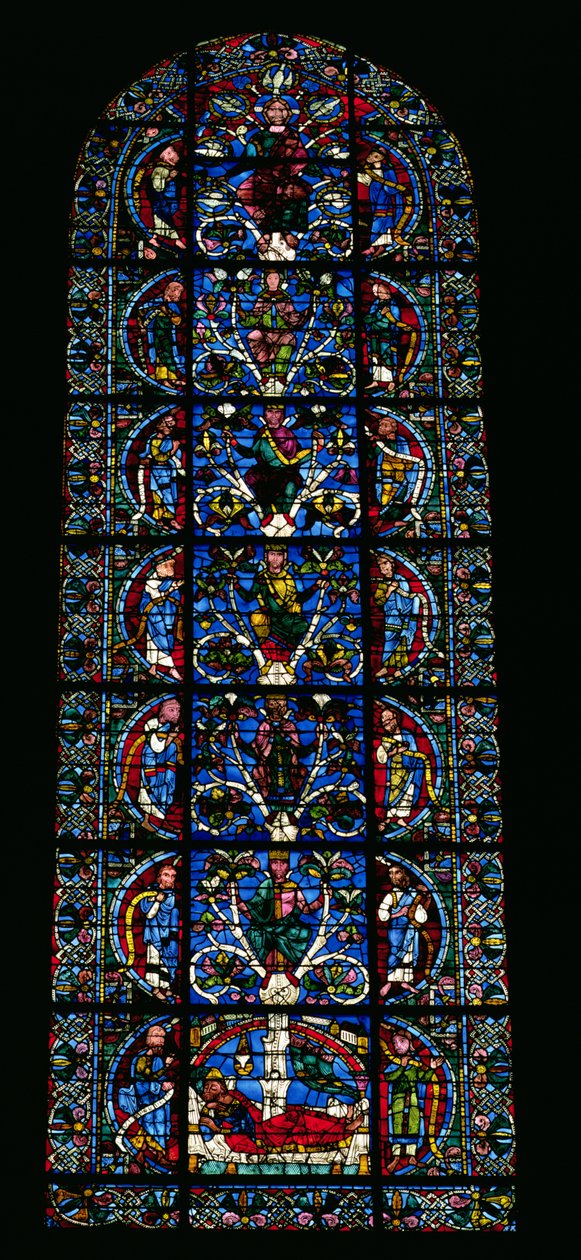 A Árvore de Jesse, janela de lanceta na fachada oeste (vitral) (detalhe de 98062) de French School