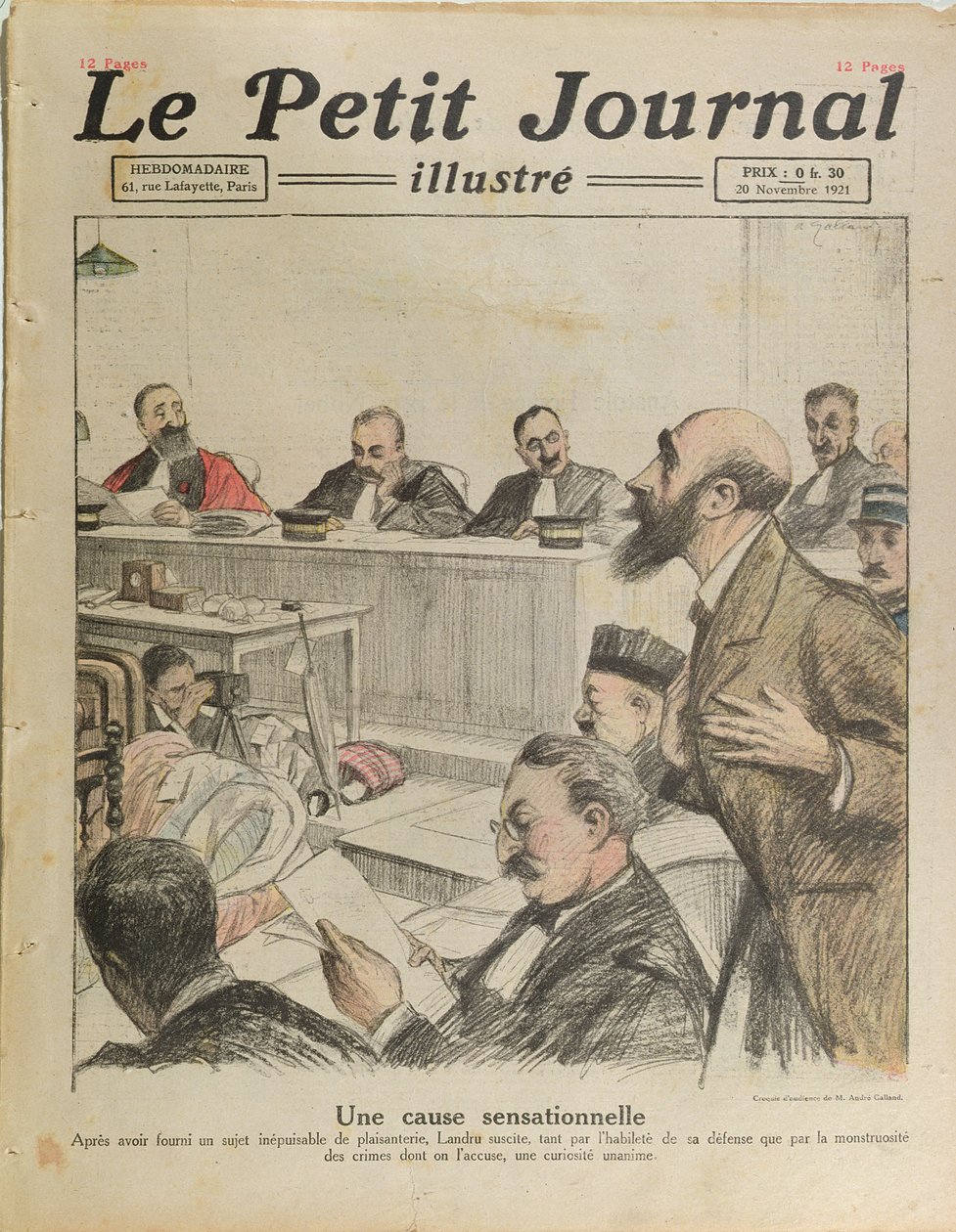O julgamento de Henri Desire Landru (1869-1922) do Le Petit Journal, 20 de novembro de 1921 de French School