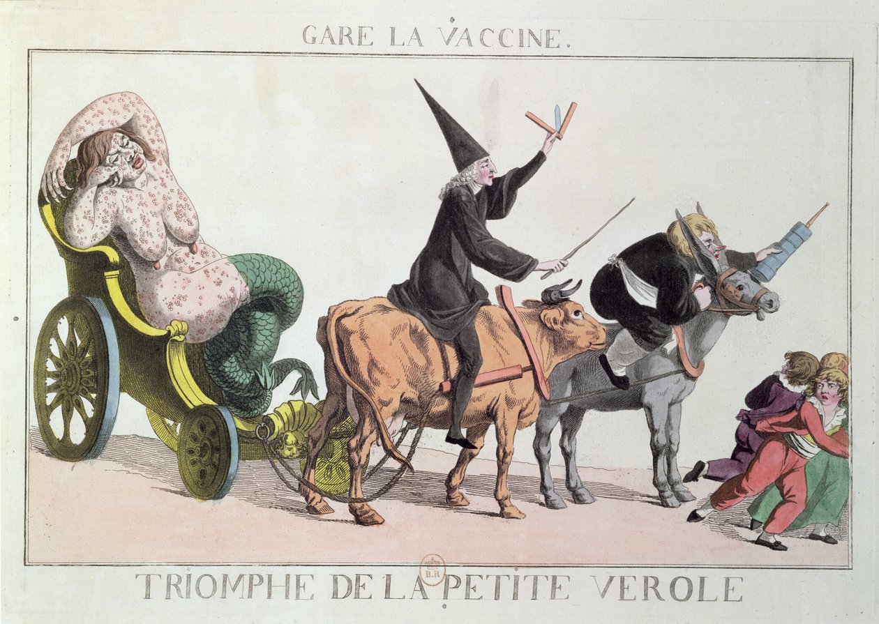 O triunfo da varíola, c.1804 (gravura colorida) de French School