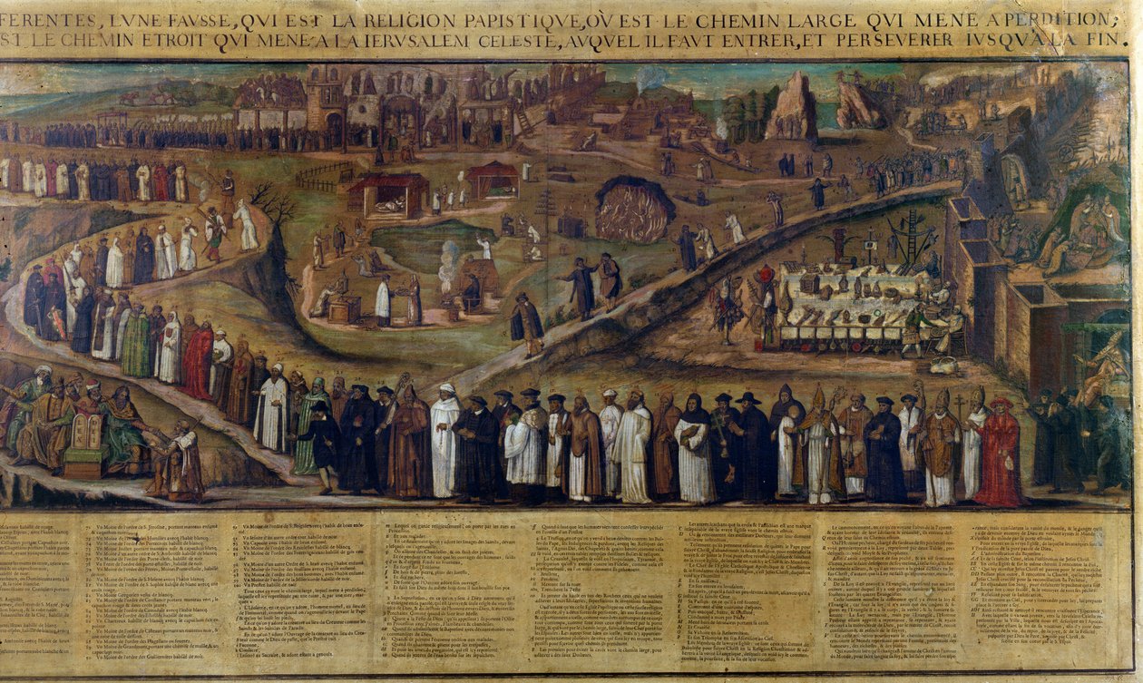 Os dois caminhos da religião, representação da divisão entre protestantismo e catolicismo (ver também 174606 e 174607) de French School