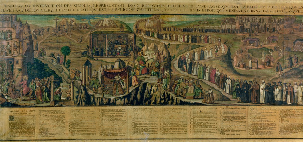Os dois caminhos da religião, representação da divisão entre protestantismo e catolicismo (ver também 174605 e 174607) de French School