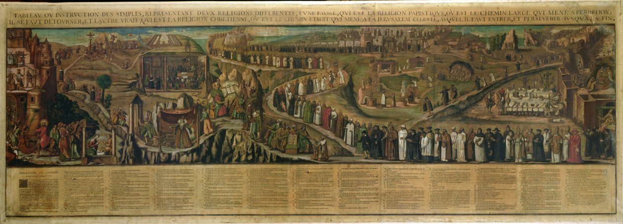 Os dois caminhos da religião, representação da divisão entre protestantismo e catolicismo (ver também 174605 e 174606) de French School