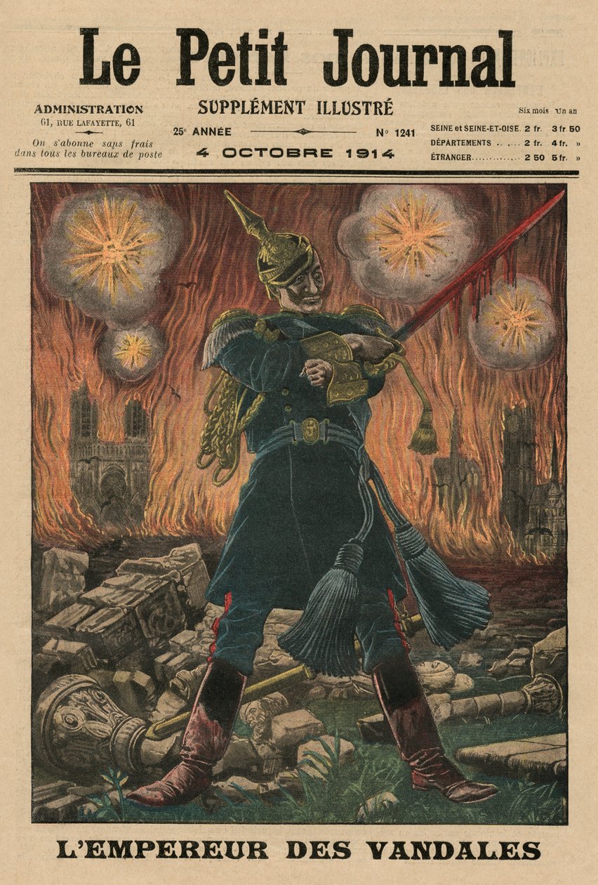 The Vandals &39;Emperor, ilustração da capa do&39; Le Petit Journal &39;, suplemento ilustrativo, 4 de outubro de 1914 de French School