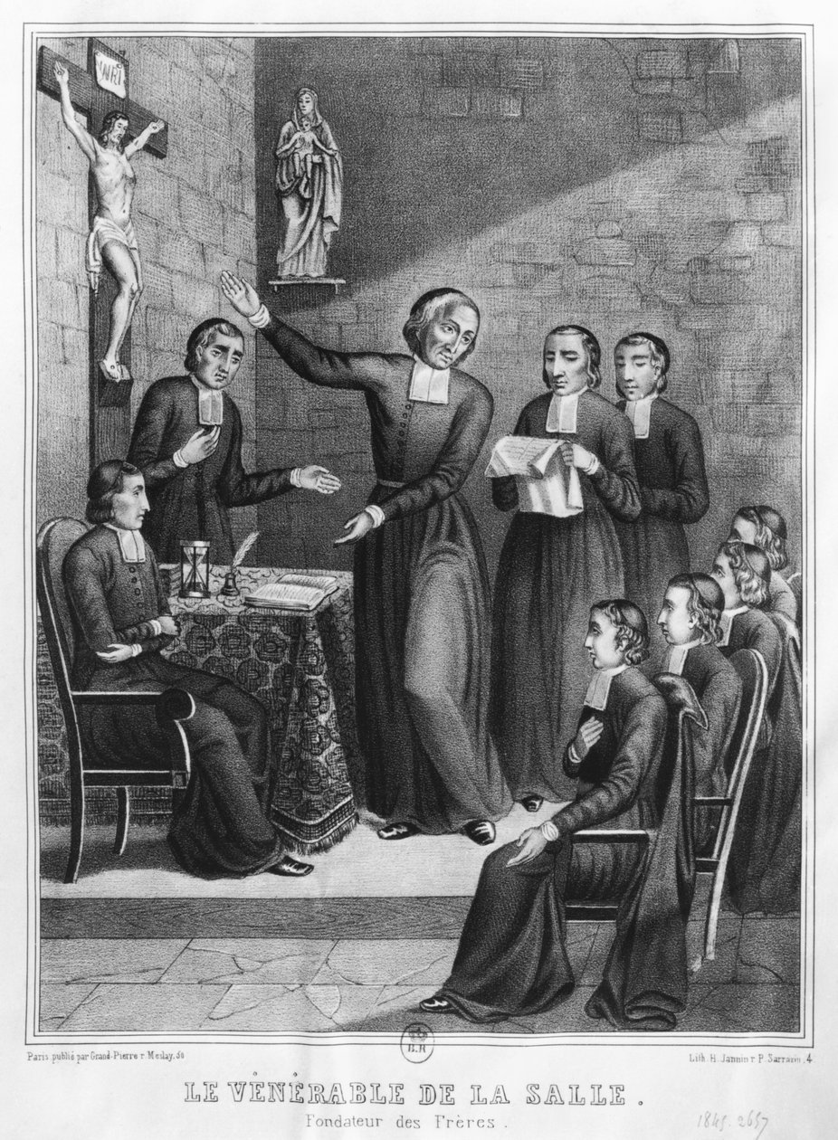 O venerável São João Batista de La Salle (1651-1719) gravado por H. Jannin e P. Sarrazin, 1845 de French School