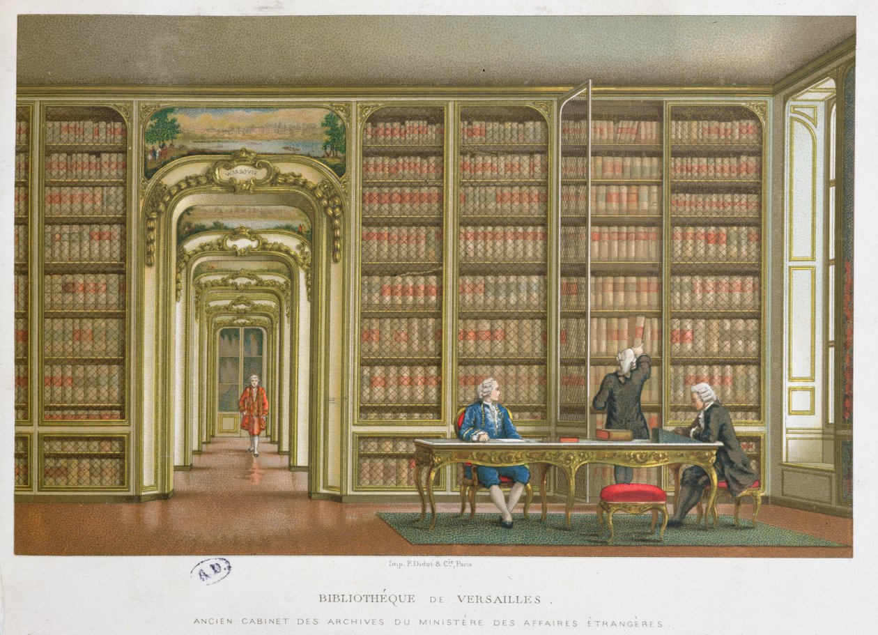 A biblioteca de Vergennes no chateau de Versailles de French School