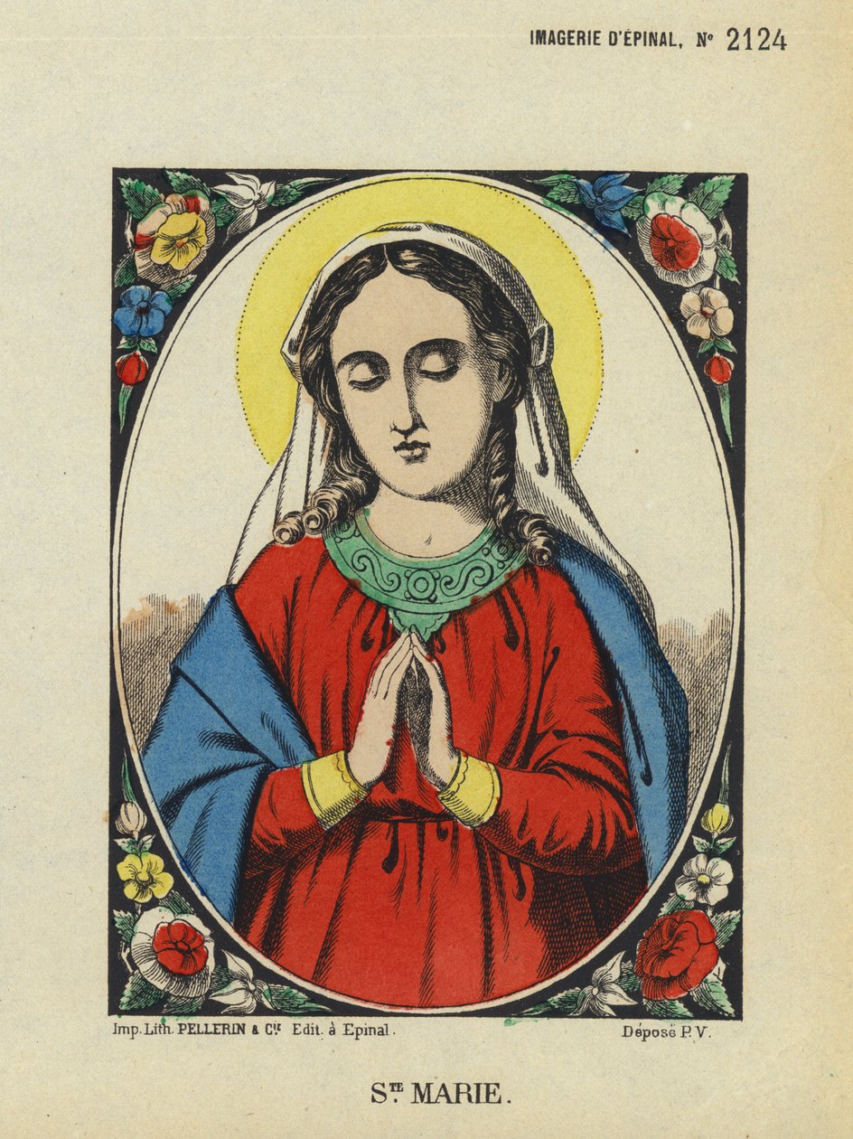 A Virgem Maria (litografia a cores) de French School