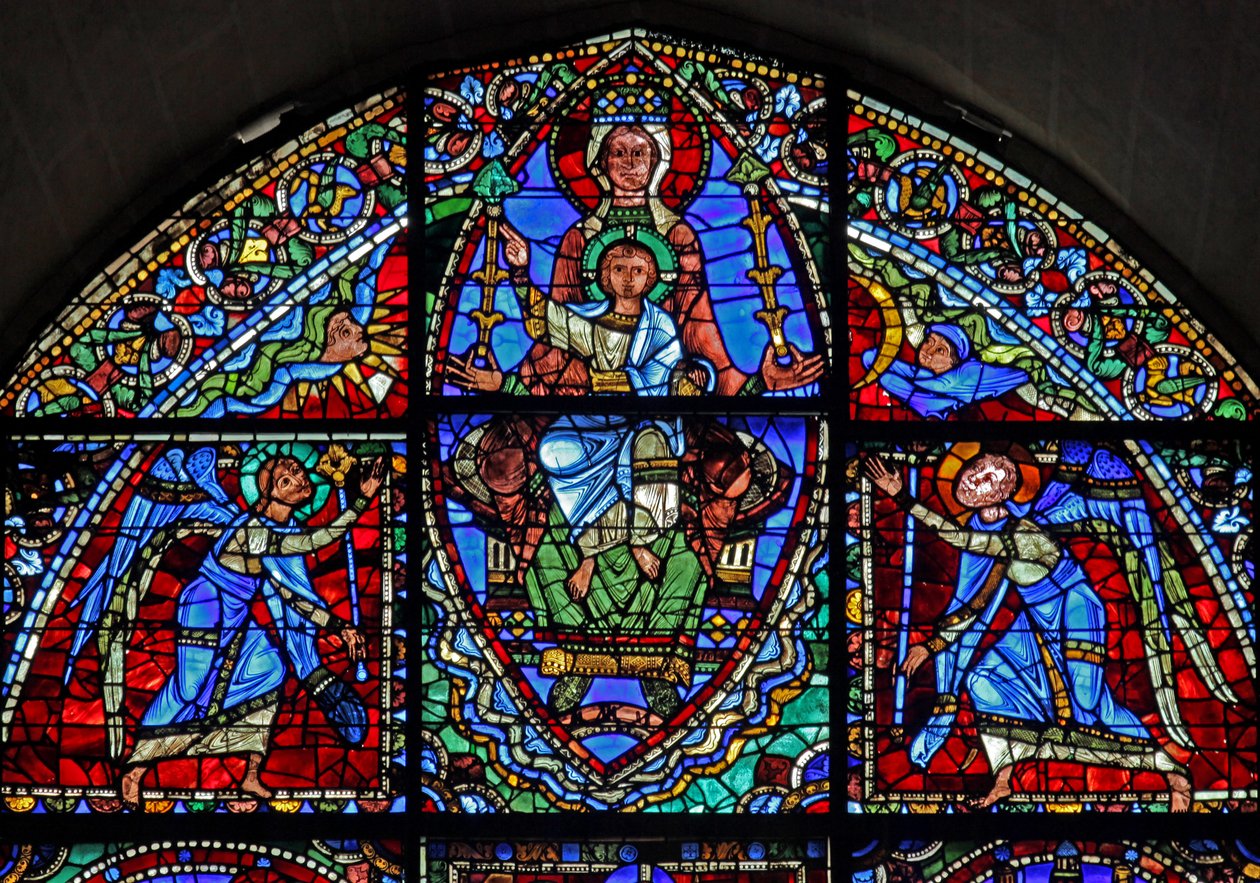 A Virgem Maria entronizada e Cristo menino com dois anjos de French School
