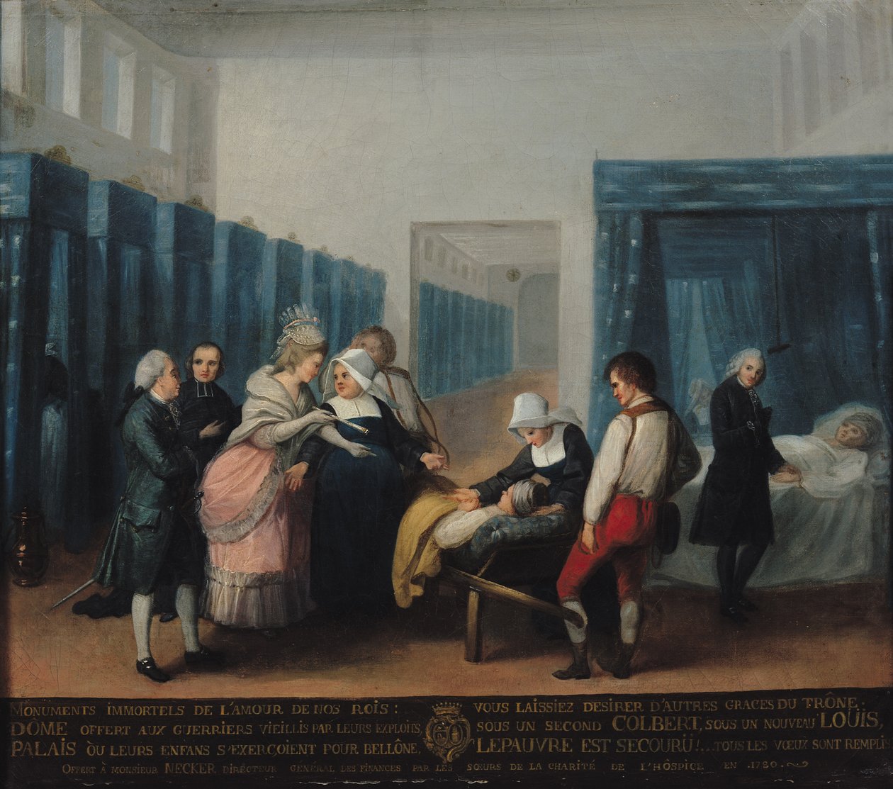 A visita do Sr. e Sra. Necker ao Hospital de Caridade, 1780 de French School