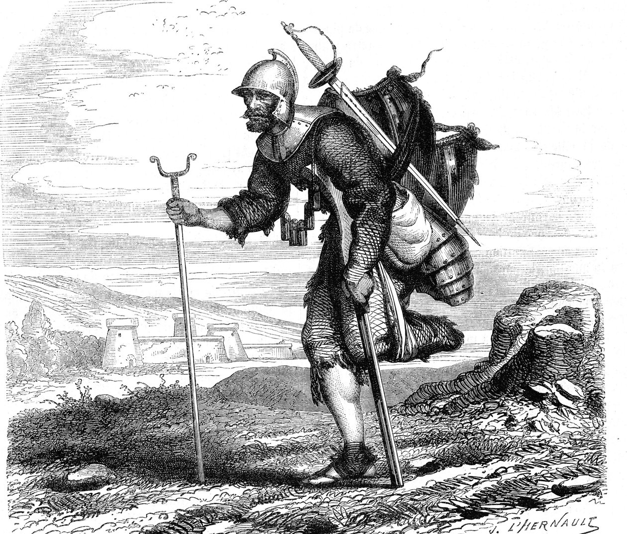 A Guerra (Símbolo) lansquenet - Gravura de J.M. Metelli 1867 de French School