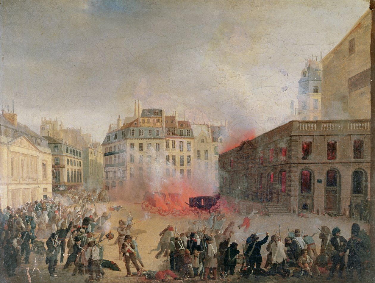 A Torre da Água em Chamas, Praça du Palais Royal, 24 de fevereiro de 1848 de French School