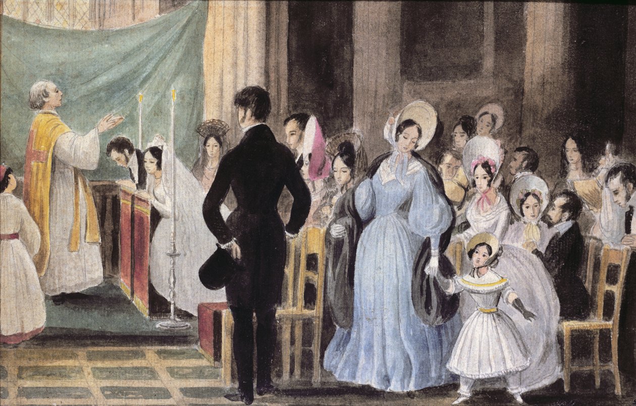A Cerimônia de Casamento, c.1830 (wc no papel) de French School
