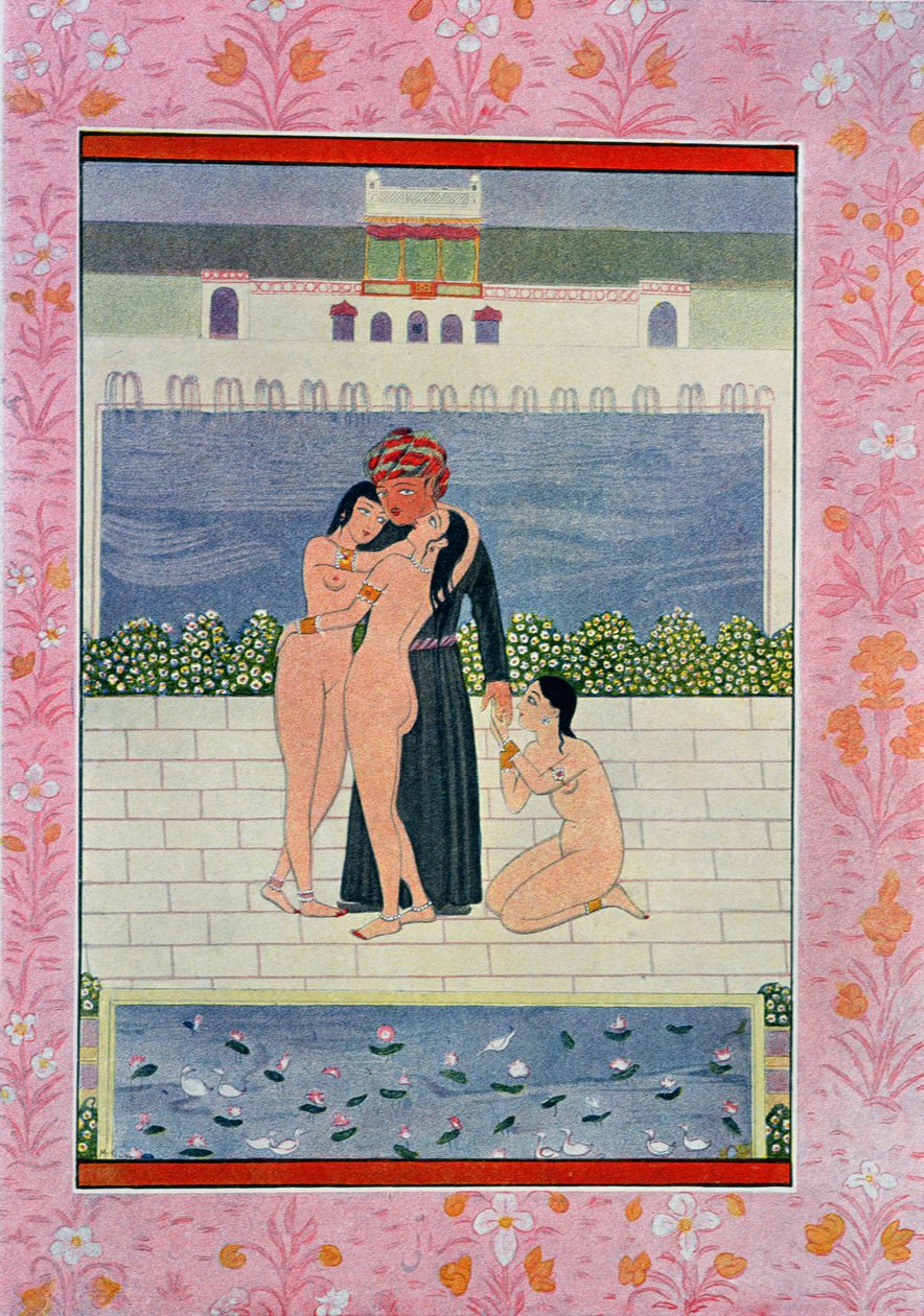 O casamento de Hassan Badreddine, ilustração de The Arabian Nights, 1895 (gravura a cores) de French School