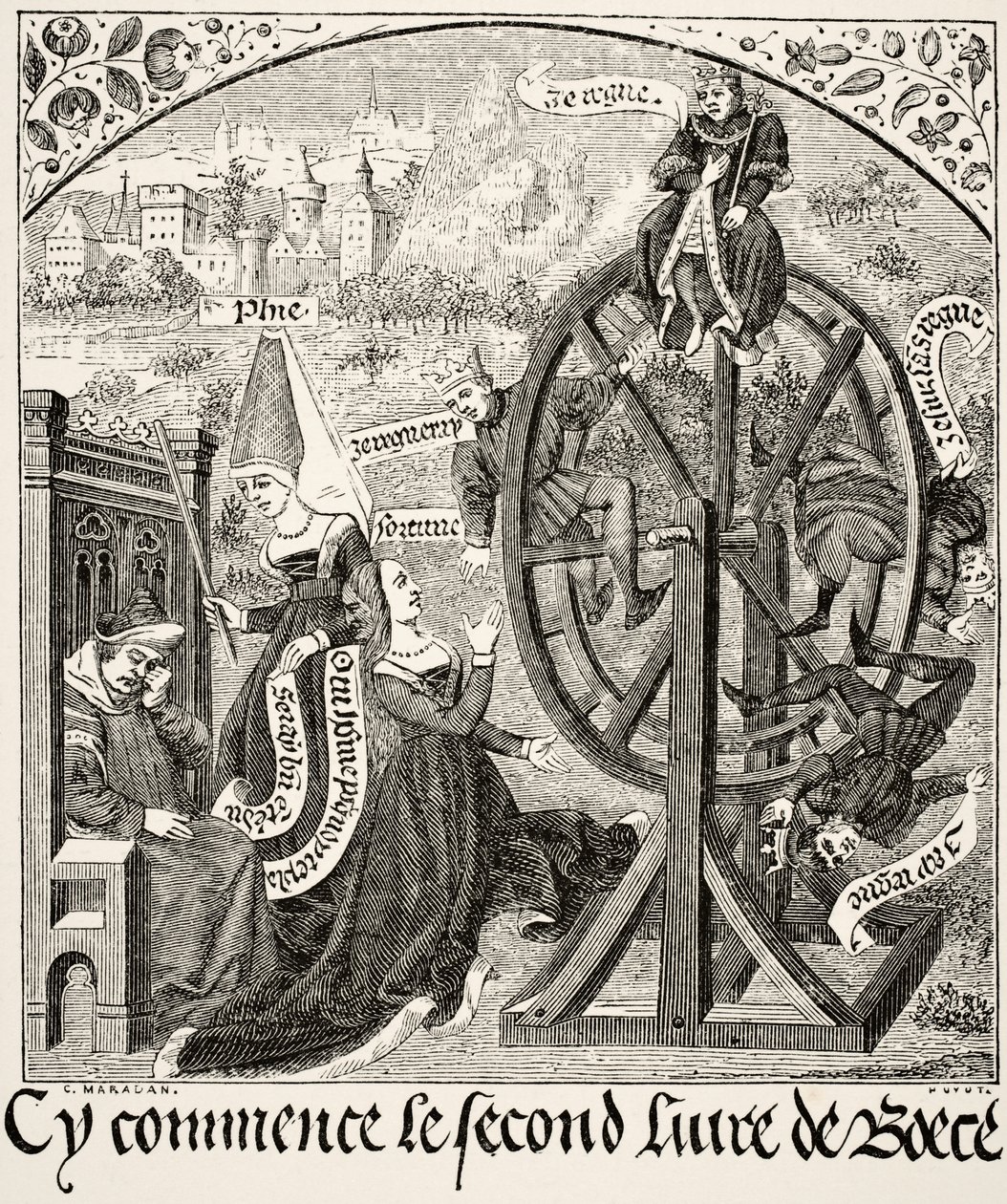 A roda da fortuna, da ciência e literatura na idade média por Paul Lacroix (1806-84) publicou Londres 1878 de French School