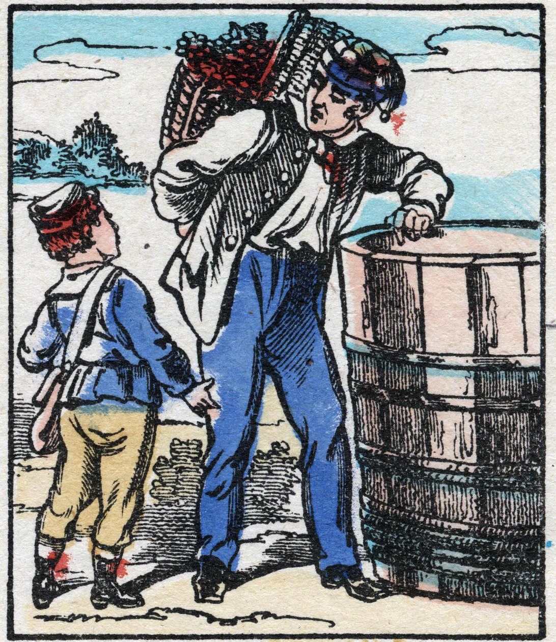 O Enólogo. Gravura em "La chanson des metier". Imagem epinal, finais do século XIX. Coleção Particular de French School