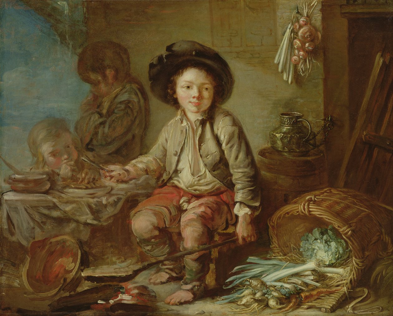 A jovem chaminé varre o jantar de French School