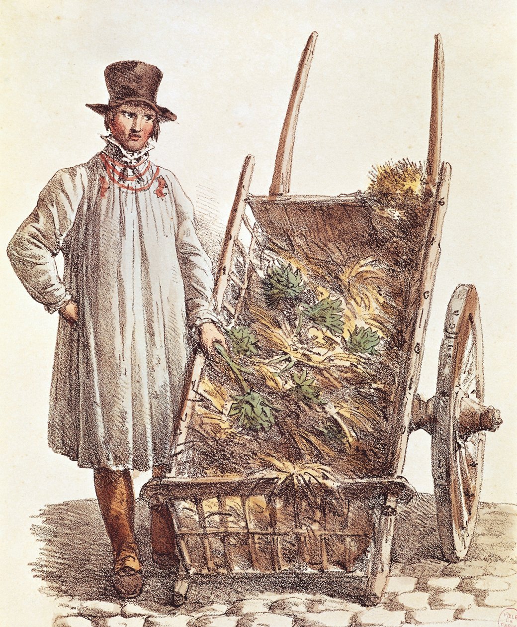 O vendedor de alcachofras, impressão, França de French School