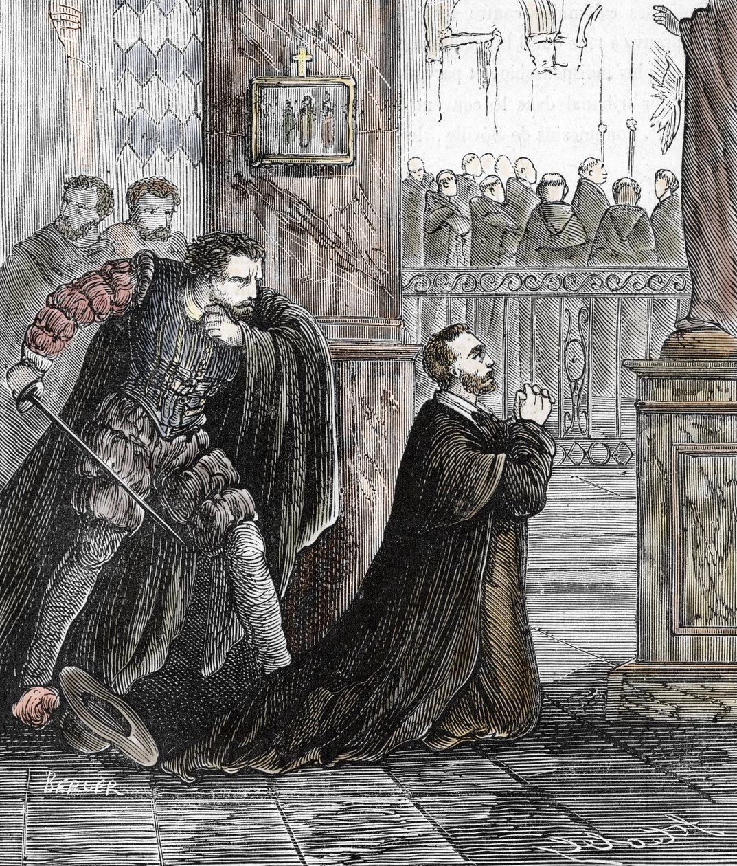 O assassinato do Inquisidor Pedro de Arbues (1441-1485) em 17/09/1485 na Catedral de Saragoça em Espanha (O funcionário da inquisição espanhola Pedro de Arbues assassinado na Catedral de La Seo de Saragoça em 1485 numa alegada conspiração por conversação de French School