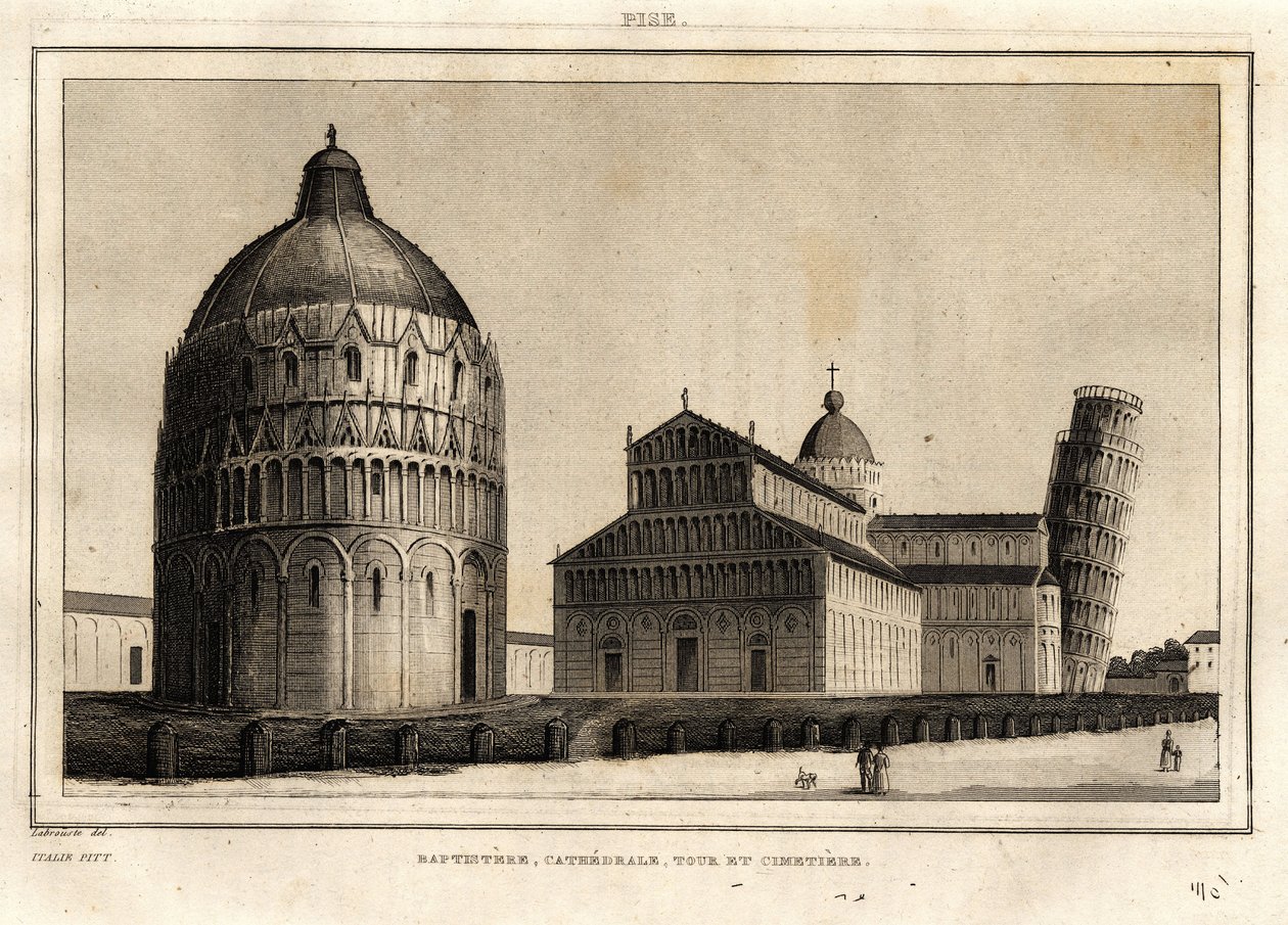 O batistério, a catedral, a torre e o cemitério de Pisa de French School