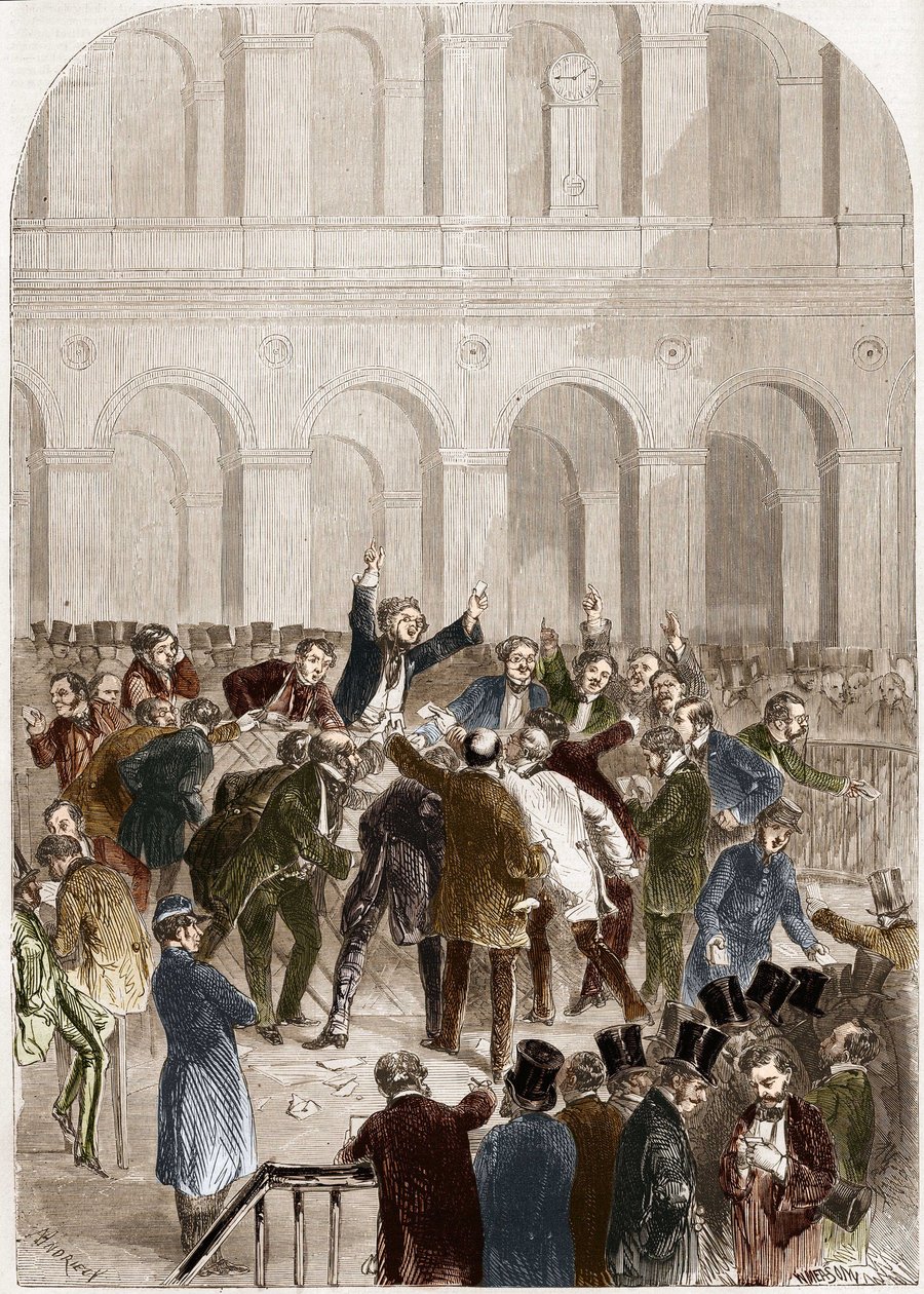 O cesto da Bolsa de Valores de Paris em 1857. de French School