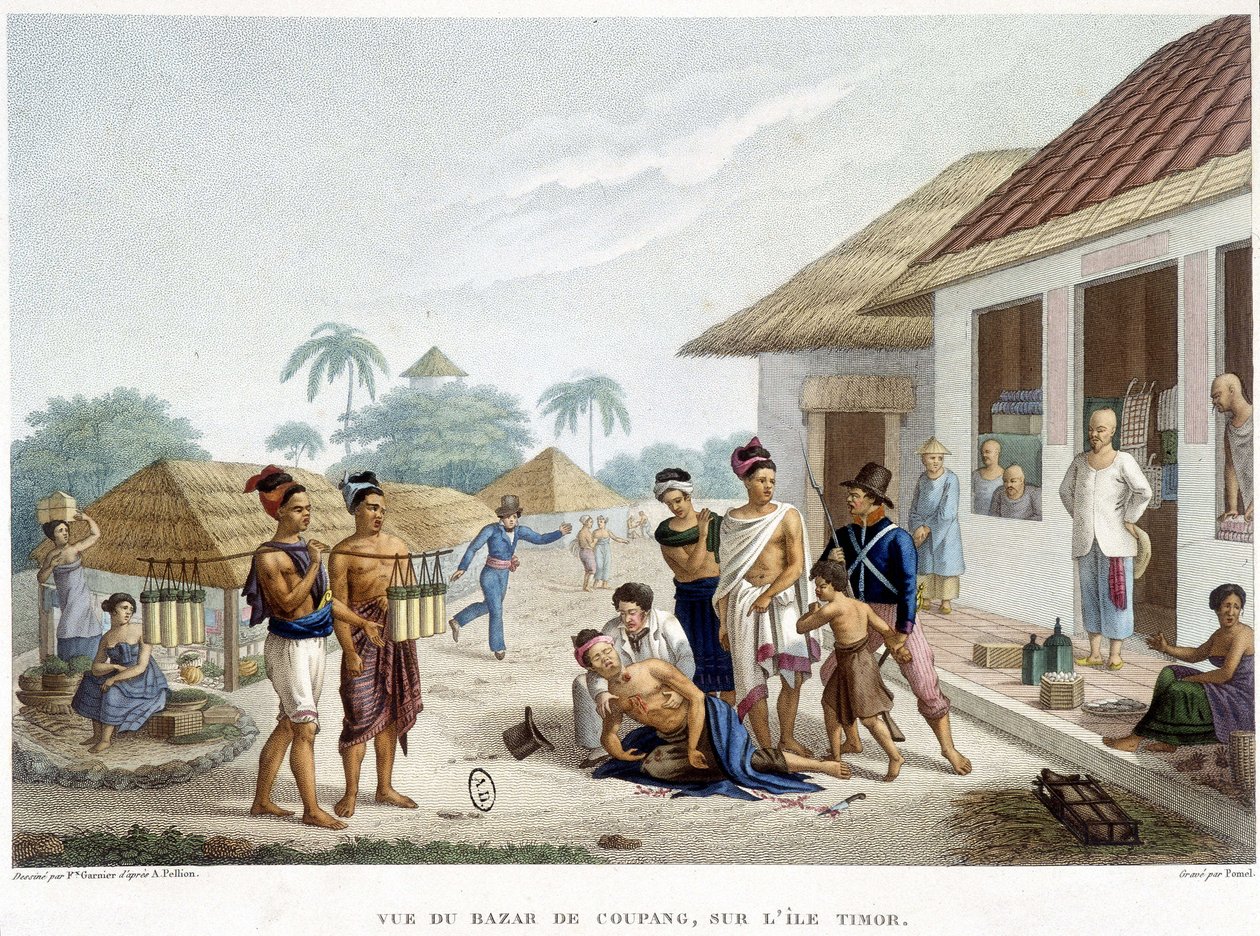 O bazar de Coupang, ilha de Timor. de French School
