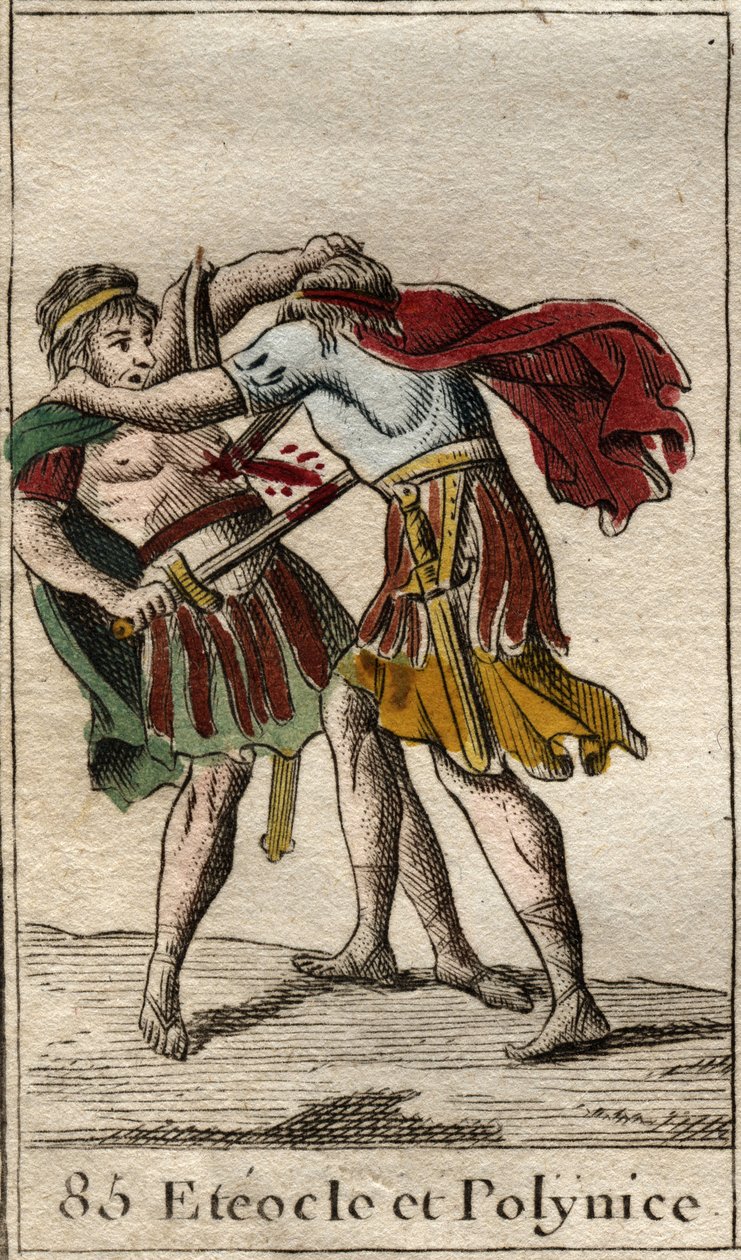 Os irmãos Eteocles e Polynices, filhos de Édipo, matando-se uns aos outros) De "Mythologie de la jeunesse", de Pierre Blanchard 1803. de French School