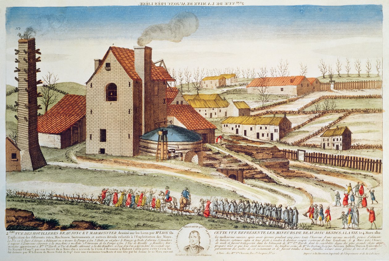 A catástrofe da mina de carvão de Beaujonc, perto de Liège, 1812 de French School
