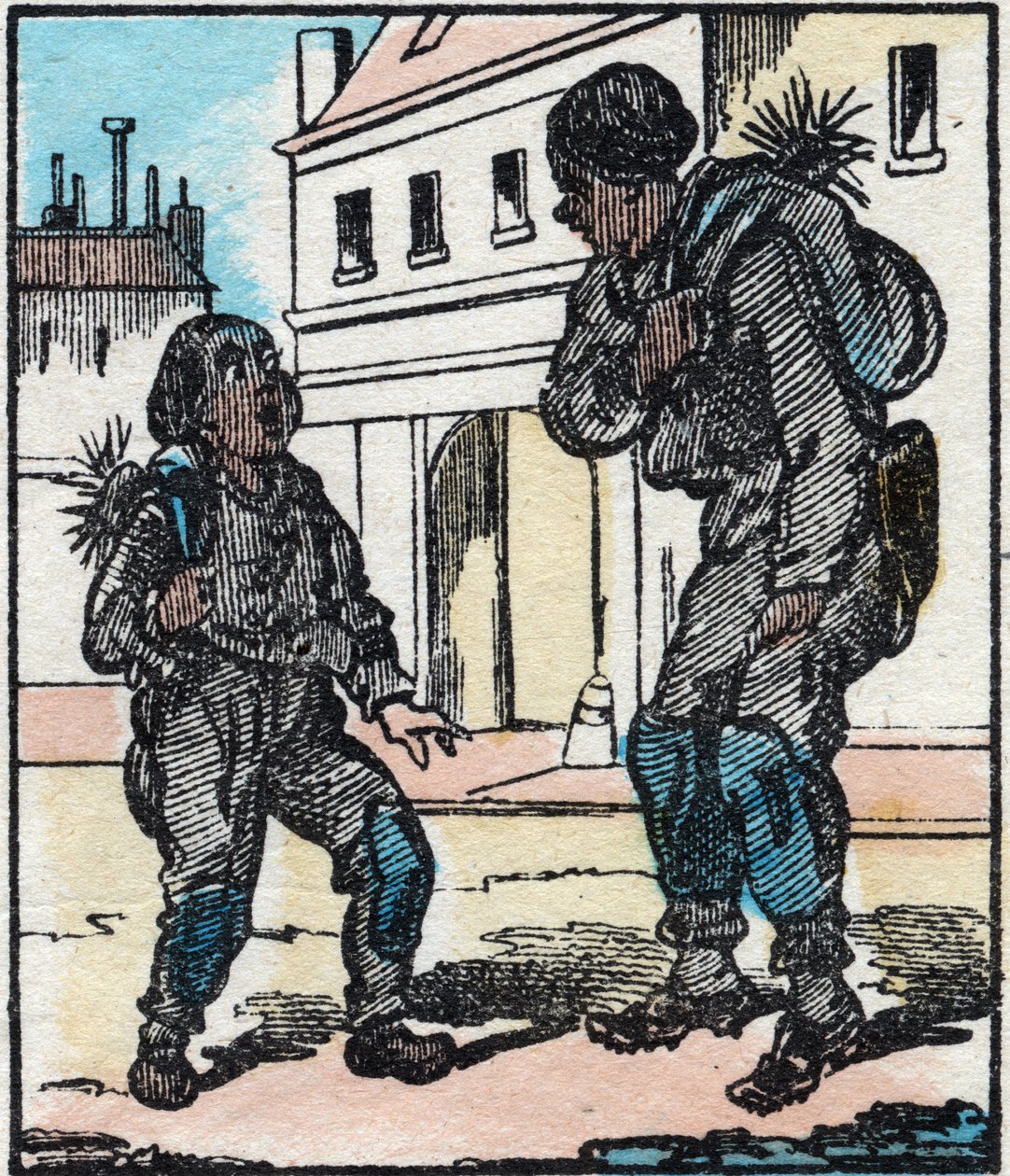 A limpeza da chaminé. Gravação em "La chanson des metier". Imagem epinal, finais do século XIX. Colecção privada. de French School