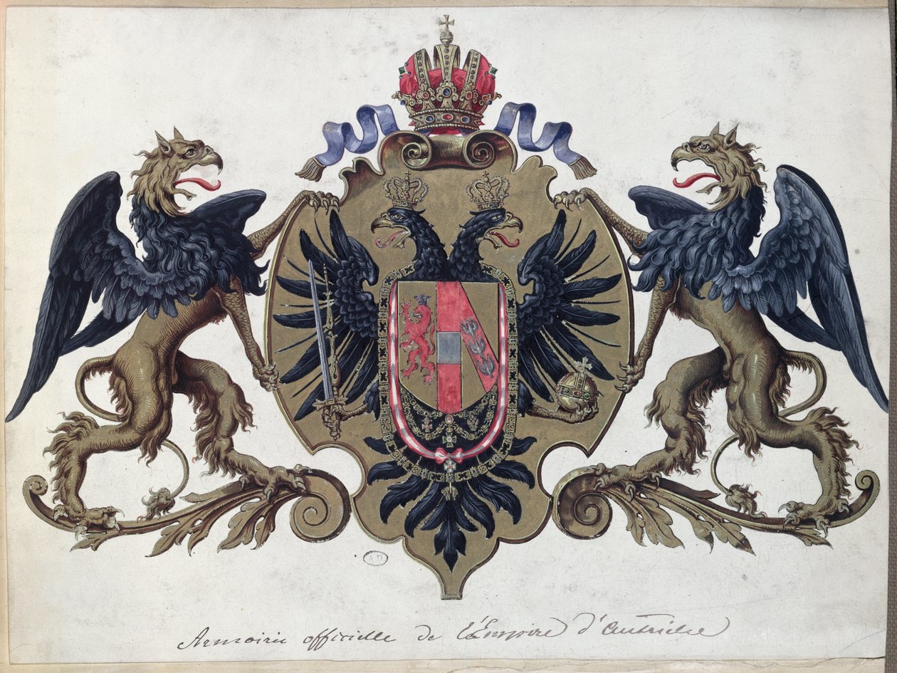 O brasão de armas do Império Austríaco, antes de 1867 de French School